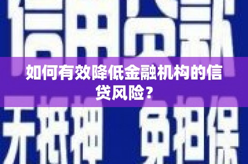 霍林郭勒如何有效降低金融机构的信贷风险？
