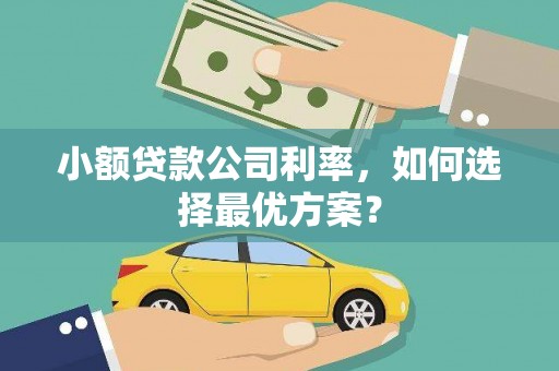 霍林郭勒小额贷款公司利率，如何选择最优方案？