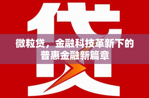 霍林郭勒微粒贷，金融科技革新下的普惠金融新篇章