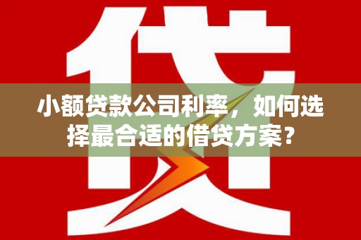 霍林郭勒小额贷款公司利率，如何选择最合适的借贷方案？
